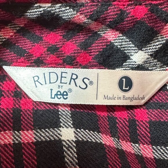 Riders By Lee Women's Red & Black Plaid Button-Up Shirt Size L - Picture 3 of 10